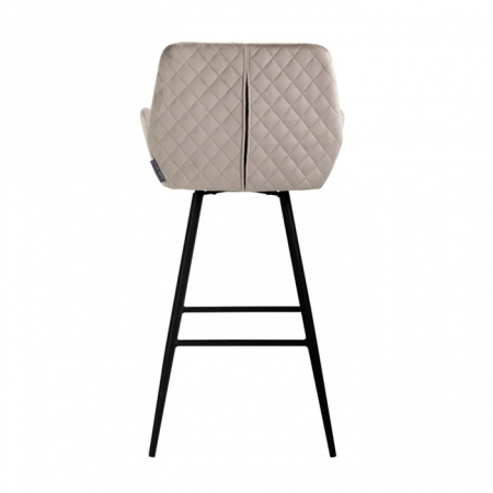 Scaun inalt de bar catifea premium Gal verde/bej/gri, picioare metal negru, cu brate, S4462 KHAKI VELVET - Richmond Interiors [3]