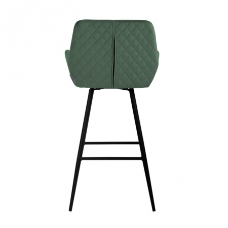 Scaun inalt de bar catifea premium Gal verde/bej/gri, picioare metal negru, cu brate, S4462 KHAKI VELVET - Richmond Interiors [10]