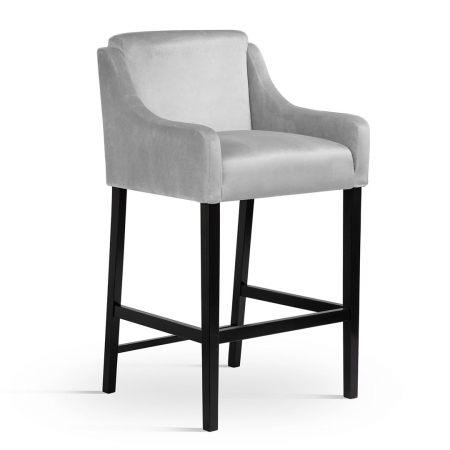 Scaune de bar - Scaun inalt de bar personalizabil Jolin, cu cotiere, picioare lemn, 60 cm, MILOH6STGR2XXXP - Atreve