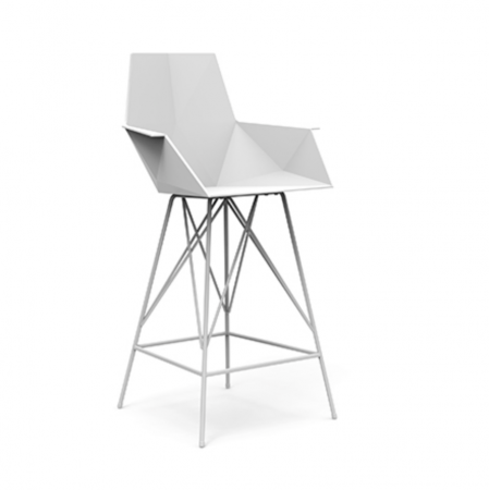 Scaune inalte de bar pentru gradina & terasa - Scaun inalt de bar terasa Faz 57x51x102 cm cu brate, model modern geometric, baza metal, 54165 - Vondom