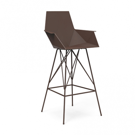 Scaune inalte de bar pentru gradina & terasa - Scaun inalt de bar terasa Faz 57x51x111 cm cu brate, model modern geometric, baza metal, 54164 - Vondom