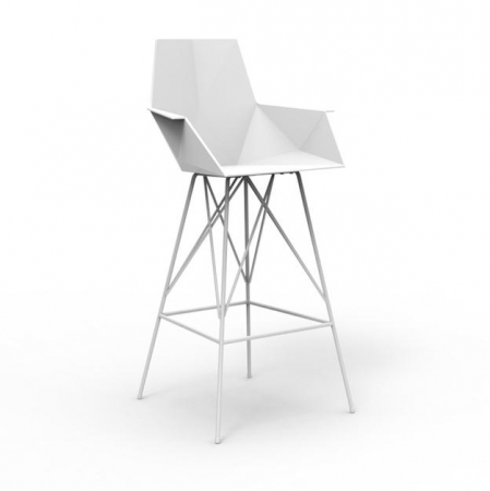 Scaun inalt de bar terasa Faz 57x51x111 cm cu brate, model modern geometric, baza metal, 54164 - Vondom [1]