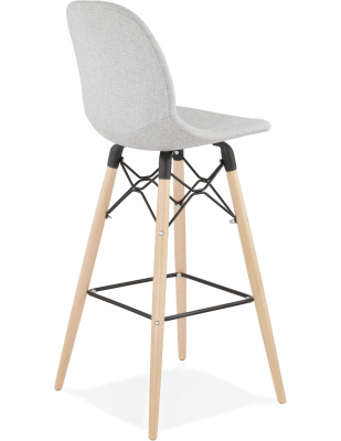 Scaun inalt de design bar Neno II gri deschis tapiterie material / picioare lemn, BS02680LG - Kokoon [3]