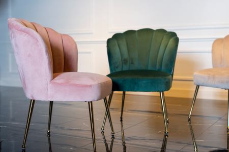 Scaun living catifea lux Toni diverse culori, baza otel inoxidabil auriu, S4445 KHAKI VELVET - Richmond Interiors [9]