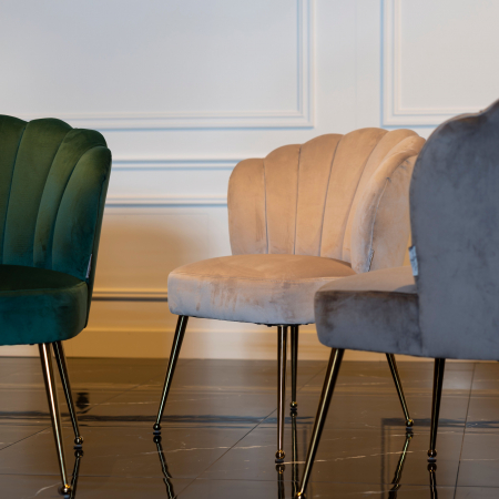 Scaun living catifea lux Toni diverse culori, baza otel inoxidabil auriu, S4445 KHAKI VELVET - Richmond Interiors [5]