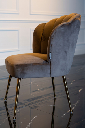 Scaun living catifea lux Toni diverse culori, baza otel inoxidabil auriu, S4445 KHAKI VELVET - Richmond Interiors [12]