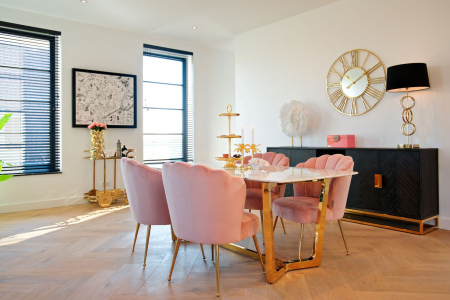 Scaun living catifea lux Toni diverse culori, baza otel inoxidabil auriu, S4445 KHAKI VELVET - Richmond Interiors [15]