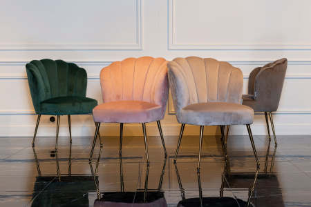 Scaun living catifea lux Toni diverse culori, baza otel inoxidabil auriu, S4445 KHAKI VELVET - Richmond Interiors [6]