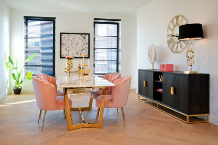 Scaun living catifea lux Toni diverse culori, baza otel inoxidabil auriu, S4445 KHAKI VELVET - Richmond Interiors [21]