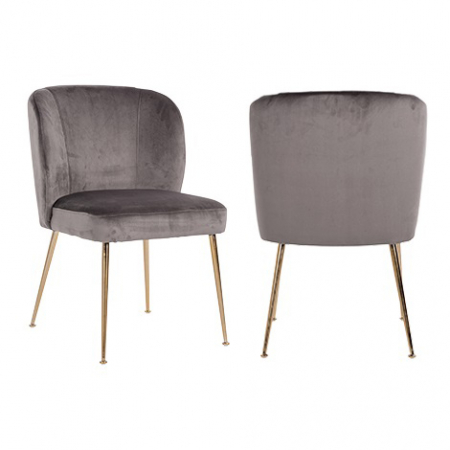 Scaun living lux catifea Brani bej/gri, picioare otel inoxidabil auriu, S4506 KHAKI VELVET - Richmond Interiors [6]