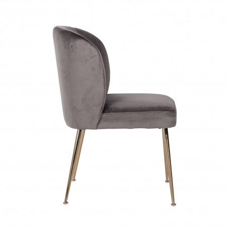 Scaun living lux catifea Brani bej/gri, picioare otel inoxidabil auriu, S4506 KHAKI VELVET - Richmond Interiors [9]