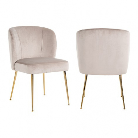 Scaun living lux catifea Brani bej/gri, picioare otel inoxidabil auriu, S4506 KHAKI VELVET - Richmond Interiors [5]
