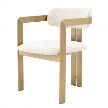 Scaune -   Scaun de dining Donato finisaj din alamă periată bouclé crem 113482 EICHHOLTZ