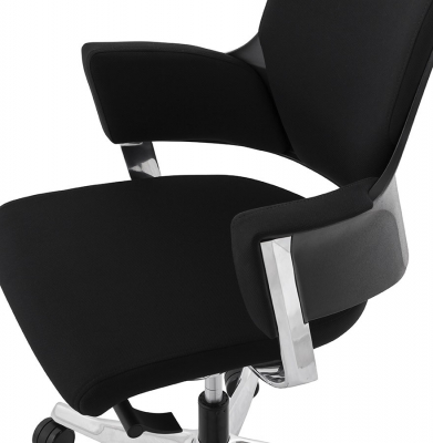 Scaun birou negru lux Ray, design ergonomic elegant, tapiterie textila, baza rotativa aluminiu, OC00390BL - Kokoon [5]