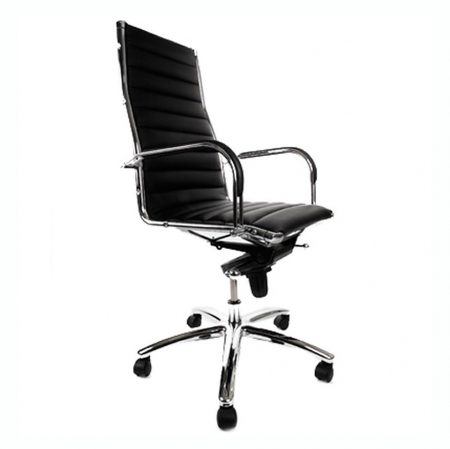Scaune High end - Scaun managerial negru birou Torino tapitat piele ecologica / baza otel cromat, OC00080BL - Kokoon