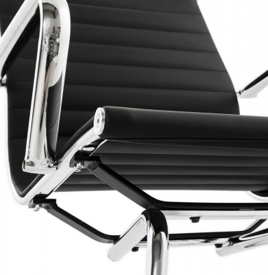 Scaun conferinta negru Yotta design modern, tapitat piele ecologica, baza otel crom, OC00200BL - Kokoon [11]