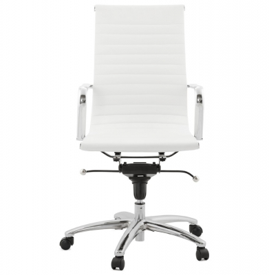 Scaun managerial alb piele ecologica Relik, design modern ergonomic detalii otel crom, OC00350WH - Kokoon [1]