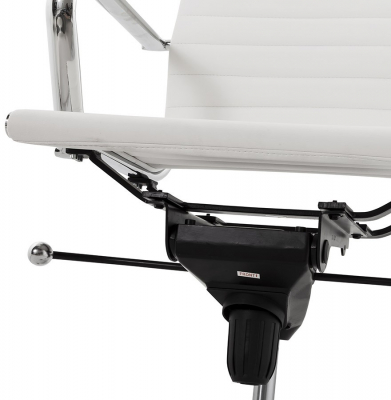 Scaun managerial alb piele ecologica Relik, design modern ergonomic detalii otel crom, OC00350WH - Kokoon [12]