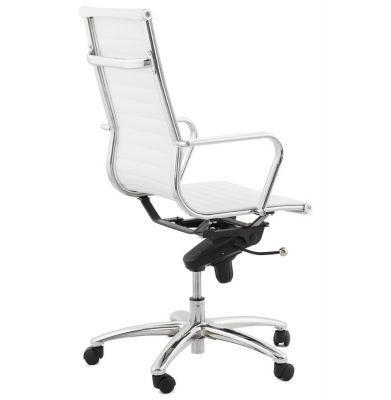 Scaun managerial alb piele ecologica Relik, design modern ergonomic detalii otel crom, OC00350WH - Kokoon [3]