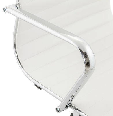Scaun managerial alb piele ecologica Relik, design modern ergonomic detalii otel crom, OC00350WH - Kokoon [6]