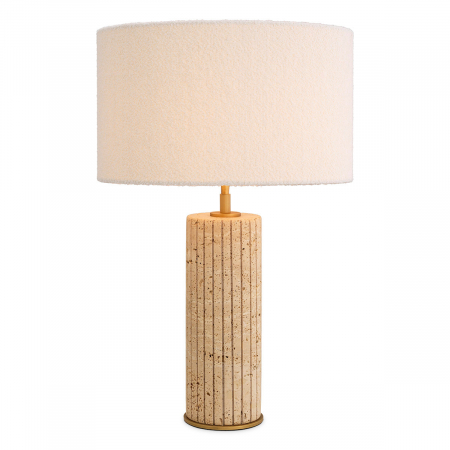 Promotii -   Lampă de masă Giova rotundă din travertin cu abajur 116603 EICHHOLTZ