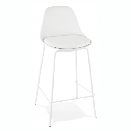 Scaune de bar - Scaun modern bar alb Organic II premium, tapitat piele ecologica, polipropilena / picioare albe subtiri otel, BS01410WH - Kokoon