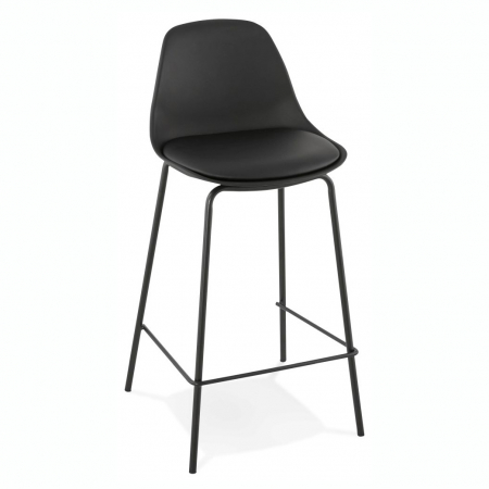 Scaune de bar - Scaun modern bar negru Organic II premium, tapitat piele ecologica, polipropilena / picioare negre subtiri otel, BS01400BL - Kokoon