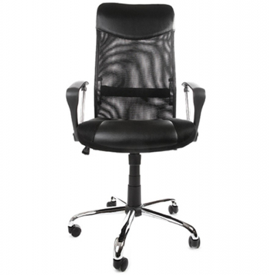 Scaun modern birou Cambridge negru tapitat piele ecologica, spatar mesh, OC00120BL - Kokoon [1]