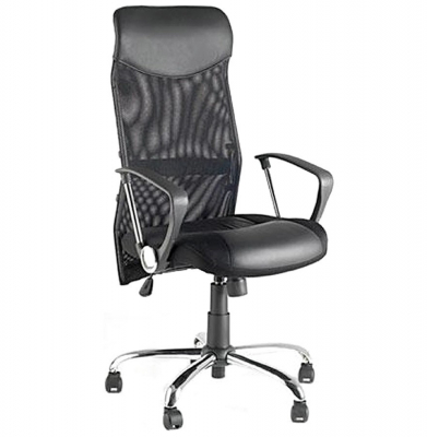Scaune de birou - Scaun modern birou Cambridge negru tapitat piele ecologica, spatar mesh, OC00120BL - Kokoon