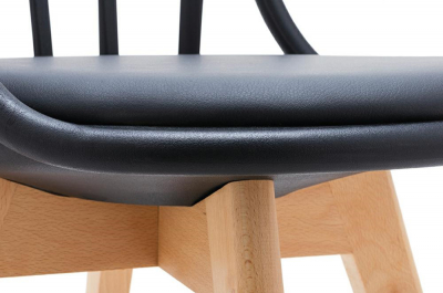 Scaun modern in stil clasic Kasper cu spatar rotunjit, picioare lemn masiv/polipropilena, piele ecologica, PW801.BLACK - King [4]