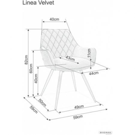 Scaun modern living catifea bej Linea Velvet, picioare negre metal, LINEAVCBE - Signal [1]