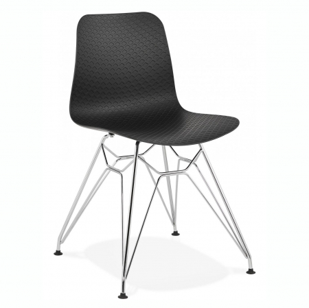 Scaune - Scaun negru de design Mikko picioare crom otel / polipropilena, CH01710BLCH - Kokoon