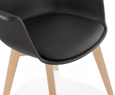 Scaun negru Huber design scandinav polipropilena, picioare fag, AC02720BLNA - Kokoon [6]