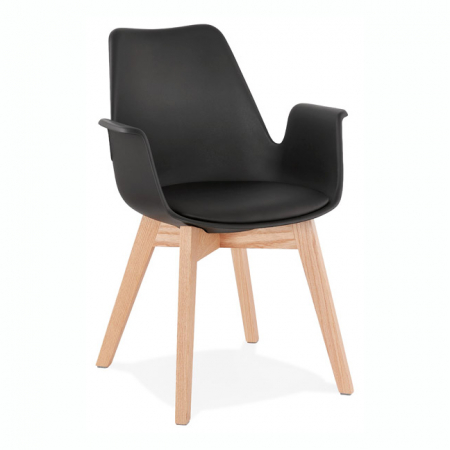 Scaune - Scaun negru Huber design scandinav polipropilena, picioare fag, AC02720BLNA - Kokoon