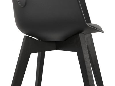 Scaun negru Huber design scandinav, polipropilena, picioare negre lemn, AC02740BLBL - Kokoon [6]