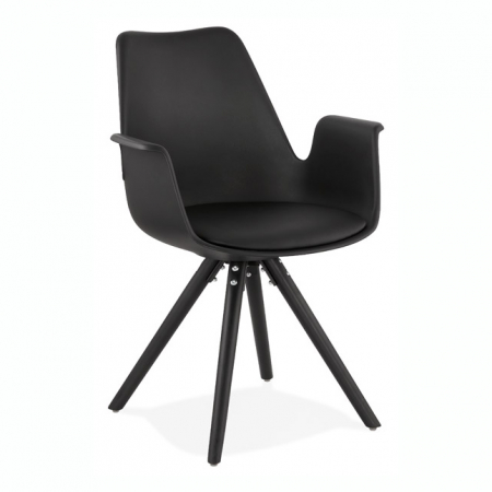 Scaune - Scaun negru Rio design scandinav, picioare negre lemn, AC02700BLBL - Kokoon