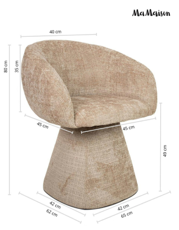 Scaun Pedra 65x62x80 cm, Țesătură Davis Cremona 14 Bej - MaMaison [12]