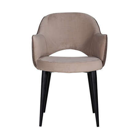 Scaun premium Farru poliester diverse culori si picioare metal negru, cu cotiere, S4483 KHAKI - Richmond Interiors [1]