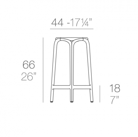 Scaun rotund bar fara brate Brooklin Ø 45x66 cm polipropilena, stil clasic, 65028 - Vondom [4]
