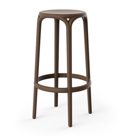 Scaune inalte de bar pentru gradina & terasa - Scaun rotund bar fara brate Brooklin Ø 45x76 cm polipropilena, stil clasic, 65027 - Vondom
