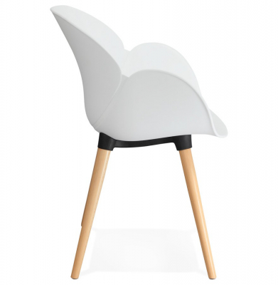 Scaun modern alb cu brate Sitwel stil scandinav, polipropilena / picioare lemn masiv, AC01440WH - Kokoon [2]