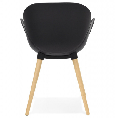Scaun modern negru Sitwel stil scandinav cu brate, polipropilena / picioare lemn masiv, AC01450BL - Kokoon [3]