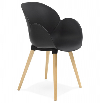 Scaune - Scaun modern negru Sitwel stil scandinav cu brate, polipropilena / picioare lemn masiv, AC01450BL - Kokoon