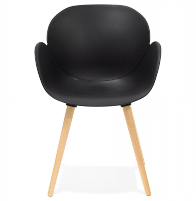 Scaun modern negru Sitwel stil scandinav cu brate, polipropilena / picioare lemn masiv, AC01450BL - Kokoon [1]