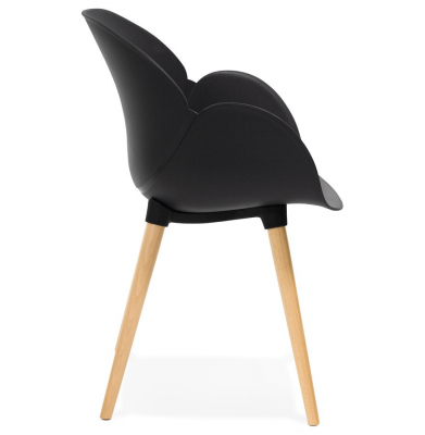 Scaun modern negru Sitwel stil scandinav cu brate, polipropilena / picioare lemn masiv, AC01450BL - Kokoon [2]