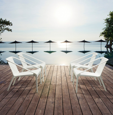 Scaun terasa/piscina alb Soleado Premium forma patrata, polipropilena, AC01500WH - Kokoon [11]