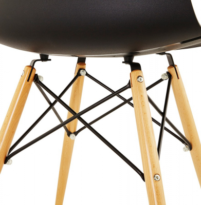 Scaun modern negru Strata premium stil scandinav, polipropilena / picioare lemn masiv, CH01200BL - Kokoon [7]