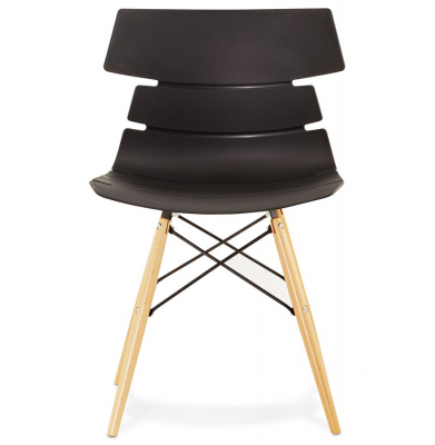 Scaun modern negru Strata premium stil scandinav, polipropilena / picioare lemn masiv, CH01200BL - Kokoon [1]