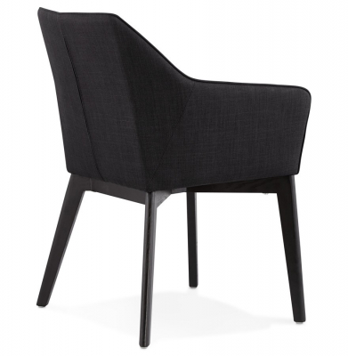 Scaun dining negru tapitat Takion Premium, material textil / picioare negre lemn masiv, AC01250BL - Kokoon [3]