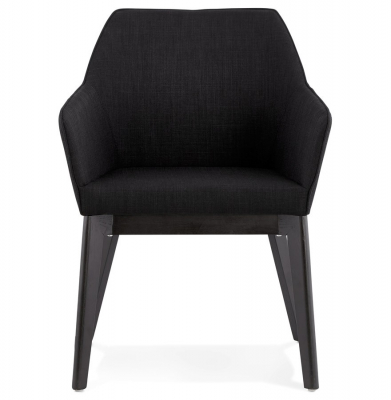 Scaun dining negru tapitat Takion Premium, material textil / picioare negre lemn masiv, AC01250BL - Kokoon [1]